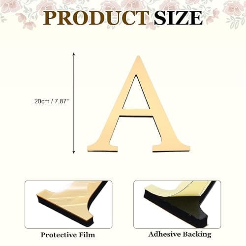 PATIKIL 7.87 Inch 3D Acrylic Alphabet Mirror Wall Stickers Letter A Self-Adhesive Home Decor Letter Sign Art Sticker Decal for DIY Home Decoration Light Gold thumbnail 3