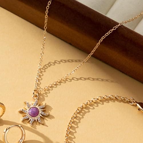 Rapunz Sun Necklace for Women Tangled Necklace Sun Necklaces Opal Pendant Neckalces Healing Crystal Necklaces Christmas Trendy Jewelry thumbnail 6