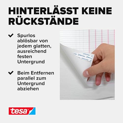 tesa Powerstrips POSTER - Doppelseitige Klebestreifen für Poster und Plakate - Selbstklebend und spurlos wieder ablösbar - Bis zu 200 g Halteleistung - 20 Stück thumbnail 6