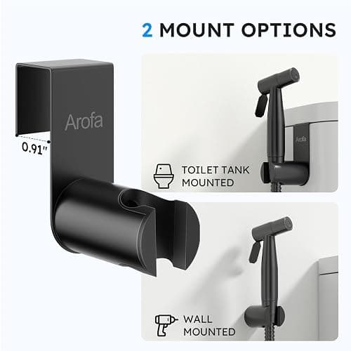 Arofa Handheld Bidet Sprayer, Bidet Attachment for Toilet, Matte Black | Adjustabel Water Pressure, Leak-Free Hose, Fits Two-Piece Toilets, Feminine/Baby/Pet Wash, Cloth Diaper Rinse, Easy Install thumbnail 6