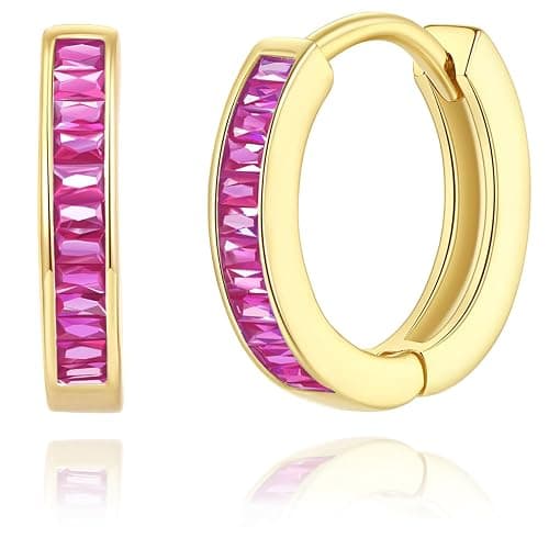 GLOQUAT 14K Gold Huggie Earrings for Women Silver Huggie Hoop Earrings Cubic Zirconia Huggie Earrings Stud Earrings Lightweight Dainty Hypoallergenic Earrings Jewelry Gifts - Image 1