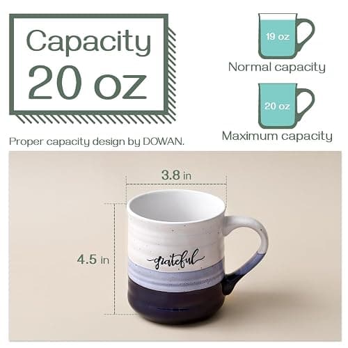 DOWAN 20 oz Coffee Mugs, Large Mugs with Word Blessed Grateful, Porcelain Coffee Cup, Thank You Gifts for Mom Dad, Set of 2 thumbnail 3