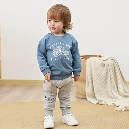 Yvowming Baby Boy Clothes Fall Clothes Truck Print Long Sleeve Pullover Tops + Pant Sets Toddler Winter Outfits thumbnail 2