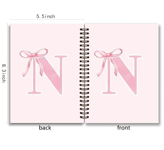 foedor Pink Bow Journal Notebook for Girls,Initial N Journals Personalized Diary Gifts for Teen Girl Kids,Monogrammed Gifts for Women,Trendy Coquette Cute Hardcover Spiral Notebook 5.5 x 8.3 thumbnail 3