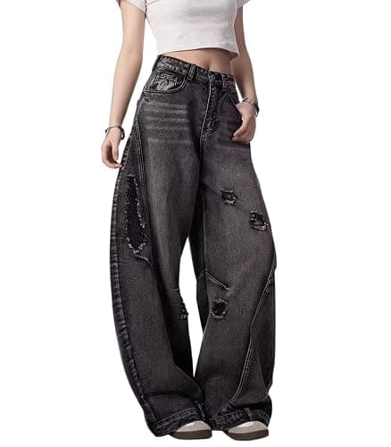 BeRamg Baggy Jeans for Woman Men High Waisted Barrel Leg Jeans Trendy Boyfriend Denim Pants Vintage Streetwear Clothes thumbnail 2