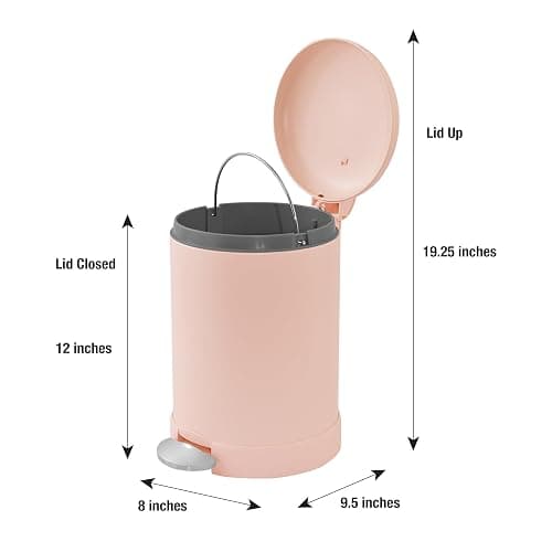 Glad Small Trash Can, 1.2 Gallon | Round Stainless Steel Garbage Bin with Soft Close Lid & Step Foot Pedal | Metal Waste Basket with Removable Inner Bucket, Rust thumbnail 3