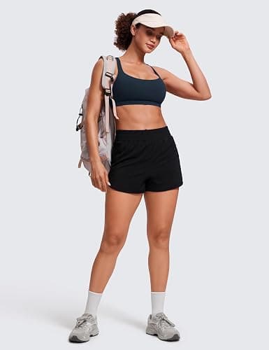 CRZ YOGA Naked Feeling Strappy Sports Bras for Women - Criss Cross Back Wireless Padded Cami Yoga Workout Top thumbnail 3