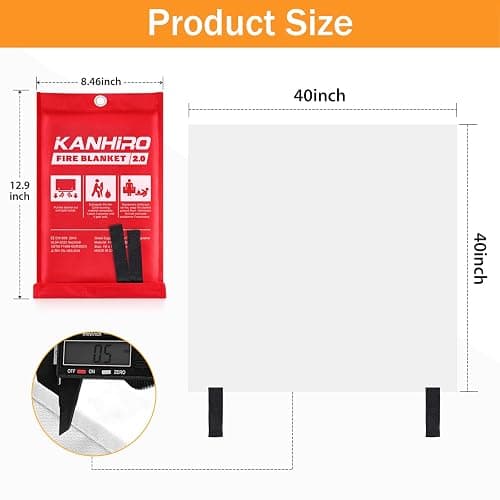 kanhiro Emergency Fire Blanket for Home Kitchen (4 Pack, 40 in X 40 in), Emergency Silicone Fire Blanket thumbnail 2