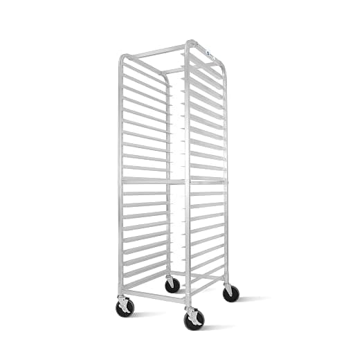 BIEAMA 20-Tier Sheet Pan Rack, NSF Bun Pan Rack, Aluminum Bakery Rack, Home Commercial Kitchen Bakery Cooling Rack, 4 Wheels - Image 1