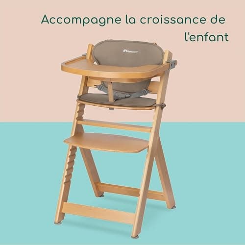 Bebeconfort Timba + Coussin, Chaise Haute Bébé Evolutive, 6 Mois - 99 Ans, Jusqu'à 110 kg, Plateau Amovible, Assise/Repose-pieds Réglables, Compatible avec Timba Baby, Bois Naturel + Beige thumbnail 7