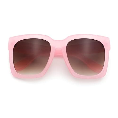 SA106 Womens Boyfriend Style XXL Oversize Horned Rim Thick Plastic Sunglasses - Image 1