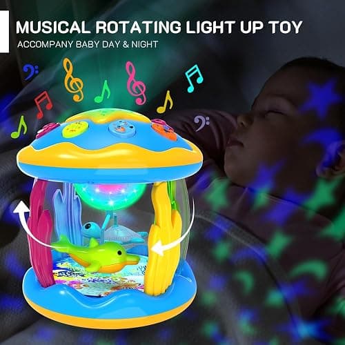 Baby Toys 6 to 12 Months - Musical Projector Rotating Light Up Toys, Tummy Time for Infant 12-18 Months, Learning Toy for Toddler 1 2 3 Years Old, Birthday Gifts for Boys Girls 0-3-6-9-12-18 Month thumbnail 4