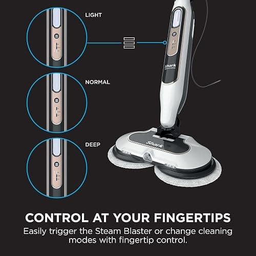 Shark Automatic Steam Mop - 2 Rotating Power Pads, 3 Steam Settings, Stain & Dirt Removal, For Sealed Hard Floors, 8m Cord, White & Grey S8201UK thumbnail 5