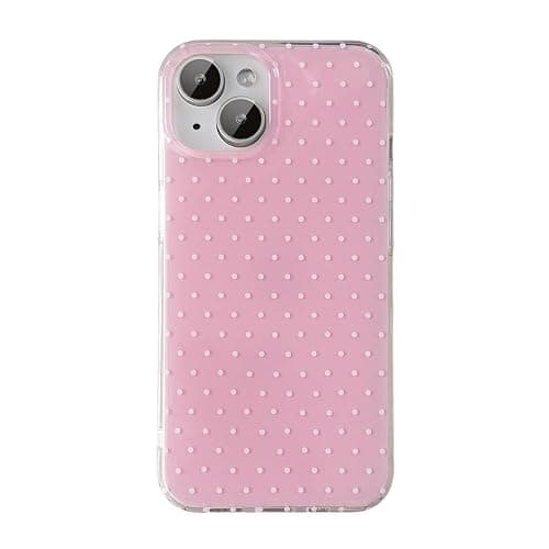 QLTYPRI for iPhone 15 Case, Cute Polka Dot Pattern Aesthetic Phone Case, Raised Camera Protection Durable TPU Slim Shockproof Protective Phone Cover for Girls Women - Pink - Image 1