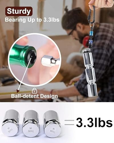 Upgrade, Push to Unlock,katerk 6pcs 1/4 inch Hex Shank Aluminum Alloy Screwdriver Bits Holder Light-weight Quick-change Extension Bar Keychain Drill Screw Adapter Change Portable, With Black Carabiner thumbnail 3