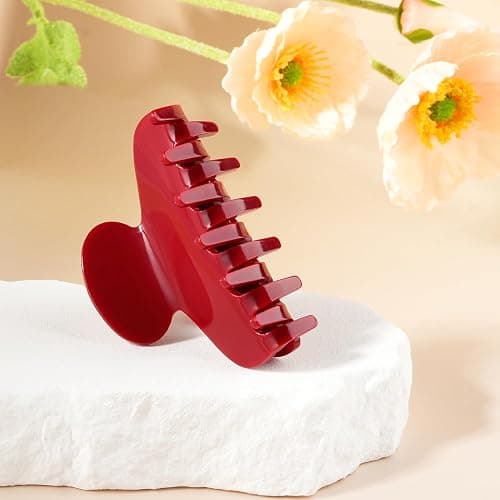 MAORULU Medium Cute Acetate Hair Claw Clip for Women Girls, 3 Inch Cherry Red Claw Clips for Thin & Medium Thick Hair, Durable French Banana Clip with Gift Box, Celluloid Accessories thumbnail 8