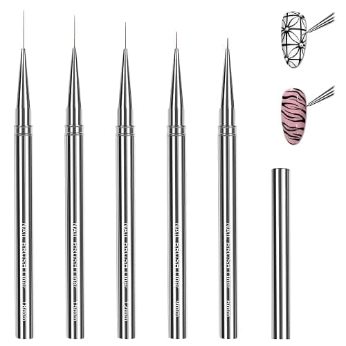 Laza Nail Art Brushes, 5pcs Nail Art Liner Brushes for UV Gel Polish, Painting Art Design Brush for Long Lines, Thin Details, Fine Drawing Sizes 6/9/12/15/18mm for Manicure DIY Nail Design - Image 1