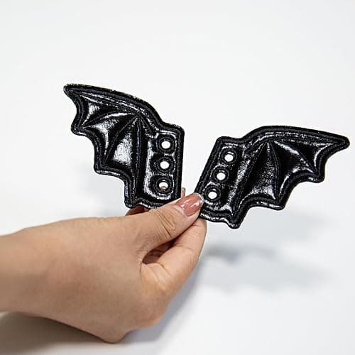 Kayueway Fashion Cute Flying Black Little Bats Shoe Wings Boy Girl Bats Shoe Wings DIY Decorations Super Wings Old New Sport Shoes Gift Runner Embroidered Bat Wing Set of 2 thumbnail 3
