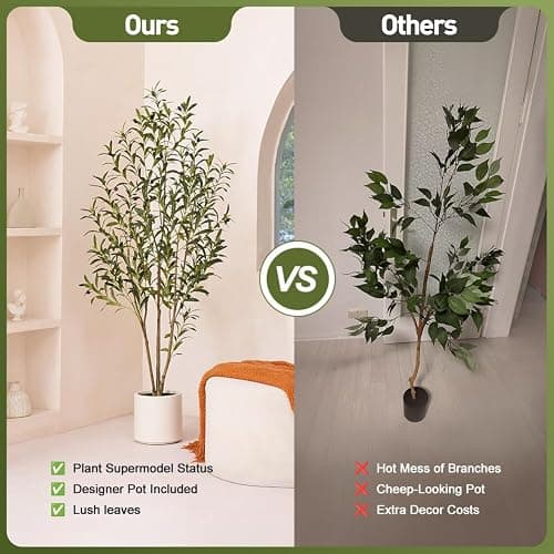 VeriNatural Artificial Olive Tree 5ft, Tall Faux Olive Tree with White Planter, UV-Resistant Fake Plants for Indoor and Outdoor Decor, Realistic Potted Plants for Home,Office & Living Room Decor VN158 thumbnail 5