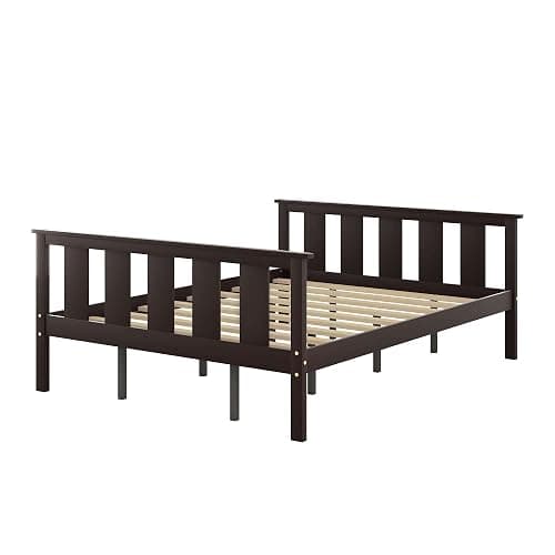 Queen Size Espresso Wood Platform Bed Frame with Headboard and Footboard - Sturdy and Stylish Bedroom Furniture for Enhanced Comfort and Modern Aesthetics thumbnail 4