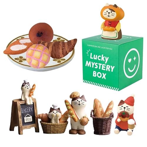 Super Cute Creative Cat Theme Mystery Box Figures, Surprise Mysterious Bag Random Action Figure Figurine Collectible Home Desk Car Decoration, Birthday Christmas New Year Gift, Bread Cat-1 Box - Image 1