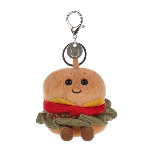 Apricot Lamb Hamburger Burger Essen Netter Schlüsselanhänger, weich gefüllte Plüsch Schlüsselanhänger Spielzeug für Kinderrucksack, Geldbörse, 8 cm - Image 1