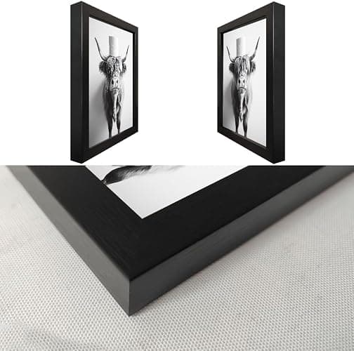 Framed Black and White Bathroom Wall Decor Highland Cow with Toilet Paper on Head Canvas Wall Art Toilet Decor Cow Pictures Wall Decor Animal Bathroom Sign Artworks for Home thumbnail 3