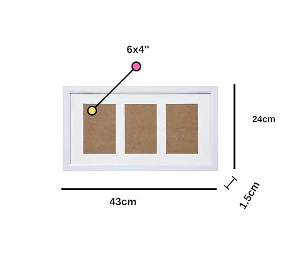 ARPAN Multi Aperture Photo Picture Frame 3, 5 or 6 Aperture (3 Aperture White) thumbnail 3