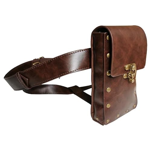 Larswon Plus Size Renaissance Leg Harness Bag - Synthetic Leather Belt Bag for Women - Dark Coffee thumbnail 3