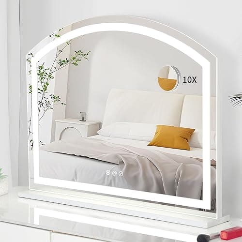 LSLIFE Vanity Mirror with LED Lights, 3 Color Dimmable Makeup Mirror for Dressing Table Large Curved Vanity Mirror with Lights Touch Control Table Makeup Mirror for Bedroom (60W x 51.5H cm) thumbnail 3