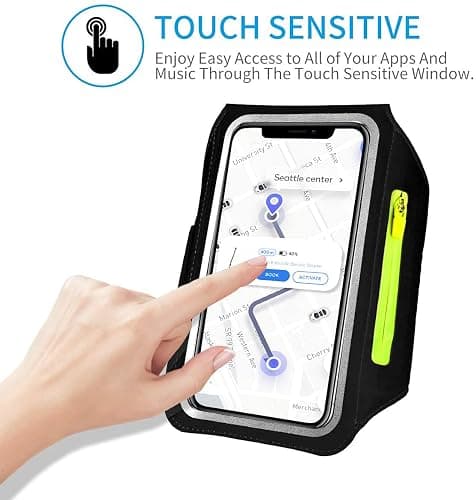 Running Armband with Earphone Bag Cell Phone Armband for iPhone 16 15 Pro 14 Plus 13 11 XR XS, Galaxy S24/S10 Water Resistant Sports Phone Holder Case & Zipper Slot Car Key Holder for 6.7 inch Phone thumbnail 3