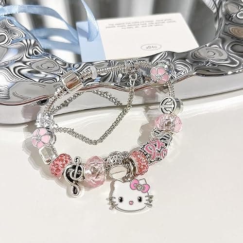 Kawaii Kitty Charming Bracelet, Adorable and Stylish Chain Bangle, Adjustable Stainless Steel Cuff Bracelet, Birthday Jewelry Present for Women and Best Friends thumbnail 3
