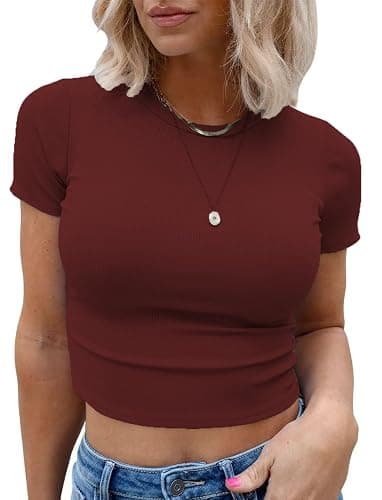 Kovbin Crop Tops for Women Short Sleeve Summer Shirts Basic Cute Baby Tees Slim Fit Rib Knit Trendy Top 2025 Y2k - Image 1