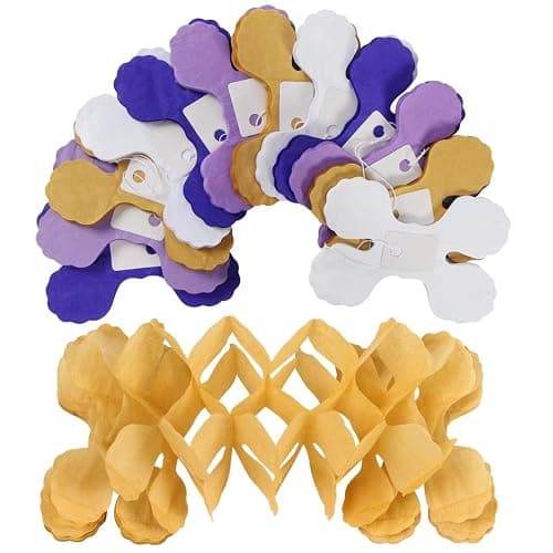 Purple-Gold Party Decorations Garland Streamers - 12pcs White Purple Lavender Graduation 4-Leaf Clover Paper Streamer,Woman Birthday Wedding Bridal Shower Mothers Banners Decor Ouruola thumbnail 4