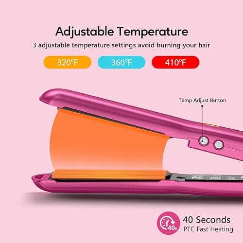 Terviiix Mini Flat Iron Adjustable Temperature, Travel-Size Mini Hair Straightener, Small Flat Irons for Short Hair/Curls Bangs, Ceramic Portable Tiny Hair Curler, Dual Voltage, Auto-Off, Pink, 1/2'' thumbnail 4
