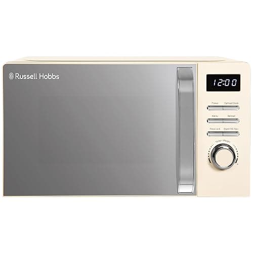 Russell Hobbs Digital Microwave 20L 800W in Cream with 5 Power Levels, Pull Handle Door & Button Control, Clock & Timer, Automatic Defrost, Easy Clean, 8 Auto Cook Menus RHMD818C - Image 1