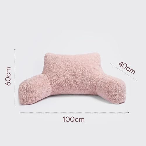 OHS Cuddle Cushion Teddy Pink, Reading Pillows for Bed Super Soft Cosy Pillow with Arms Support Pillows for Sitting up in Bed Teddy Pillow for Adults thumbnail 2