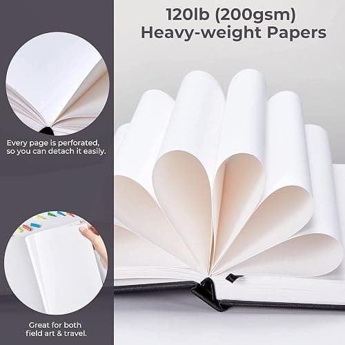 Ohuhu 10"x7" Mix Media Pad Art Sketchbook 78 Sheets for Painting Drawing | Large Sketch Book - 120 LB/200 GSM Heavyweight Paper - Hardcover Mixed Media Sketch Pad for Watercolor Acrylic Christmas Gift thumbnail 6