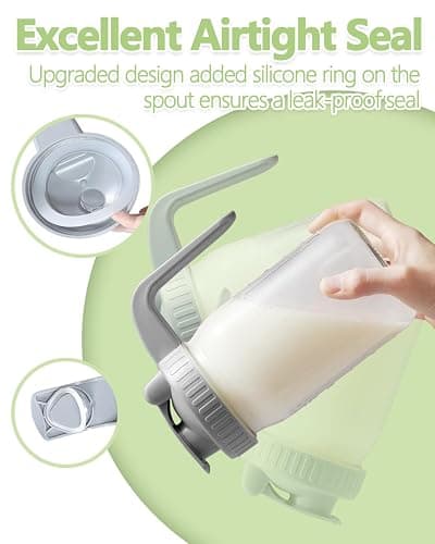 32oz Glass Pitcher with Lid & V-shaped Pour Spout - 1 Quart Breastmilk Pitcher Double Leak Proof, Creamer Container for Sun Tea, Juice, Cold Brew Coffee, Breastmilk Storage Container thumbnail 4