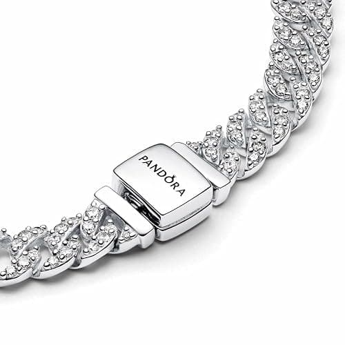PANDORA Timeless Pavé Cuban Chain Bracelet - Sterling Silver Bracelet with Cubic Zirconia - Jewelry for Women - Includes Gift Box thumbnail 3