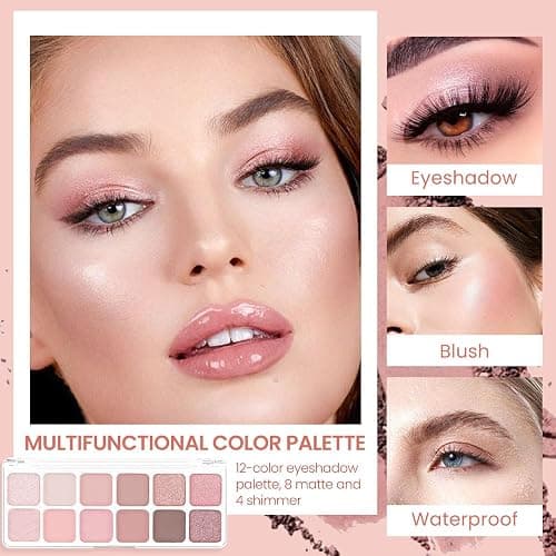 AMY'S DIARY 12Color Light Pink Purple Eyeshadow Palette, Long-Lasting, and Highly Pigmented. Elevate Your Eye Makeup– Unleash Your Unique Style (07#) thumbnail 3