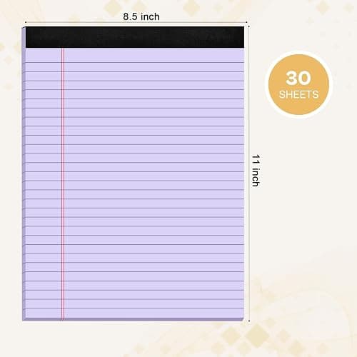 4 Pack Purpel Legal Pads 8.5 x 11 Purpel Note Pads 8.5 x 11 Notepad 8.5 x 11 Micro Perforated Writing Pads Lined Paper Pads Wide Ruled Pad of Paper 30 Sheets Notebook for Study, To-Do Lists, Office thumbnail 3