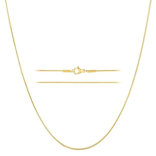 KISPER 24k Gold Snake Chain Necklace – Thin, Dainty, Gold Plated Stainless Steel Jewelry for Women & Men with Lobster Clasp - Image 1