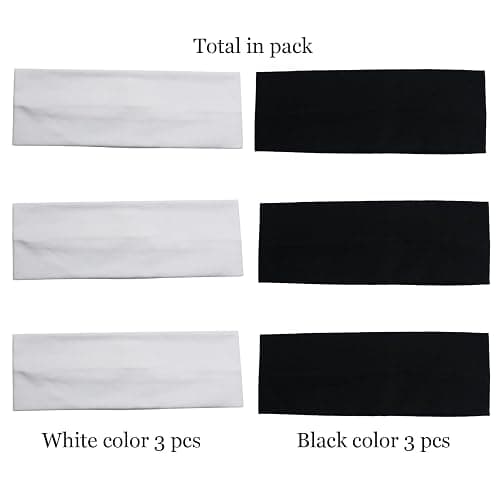 MLMOMVME 6 Pcs Black White Headbands for Women Hair Cotton Headband Non-slip Stretchy Elastic Head Wrap Holder Hair Accessories thumbnail 9