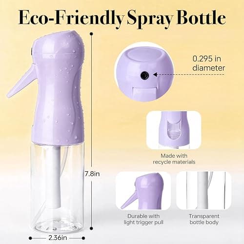 RMNJPW 3Pcs Continuous Spray Bottles For Hair,Ultra Fine Mister for Hair Styling, Plants, Cleaning, Salon, Misting & Skin Care (200ML Green+Pink+Purple) thumbnail 3
