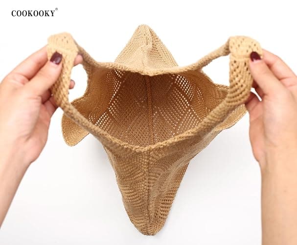 COOKOOKY Crochet Beach Tote bag Summer Beach Bag for Women Aesthetic Mesh Tote Bag Hippie Bag Knit Bag thumbnail 2