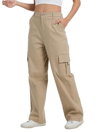 DAOAO Cargo Pants for Women High Waist Wide Leg Stretchy Pull On Baggy Casual Pants with Pockets thumbnail 4