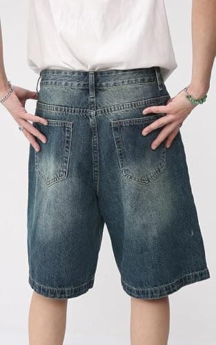 CUTEGAL Unisex Jorts Women Mid Rise Denim Shorts Wide Leg Baggy Jeans Men Casual Streetwear Y2k Pants thumbnail 3