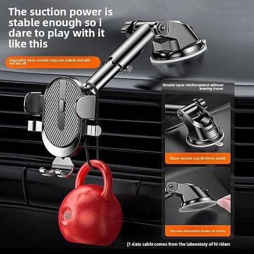 Flexible 2 in 1 Windshield Mobile Phone Holder Strong Sticky Gel Pad Stable Car Phone Mount Holder,360° Adjustable Mount, Cell Phone Holders for Your All Car Models for Dashboard Vent, thumbnail 7