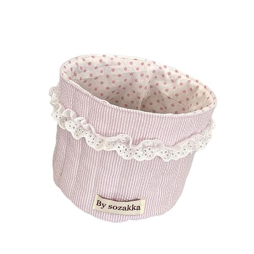TENYELE Korean Styles Fabric Desktop Storage Basket For Organizing Small Items And Enhancing Your Workspaces Aesthetics thumbnail 5